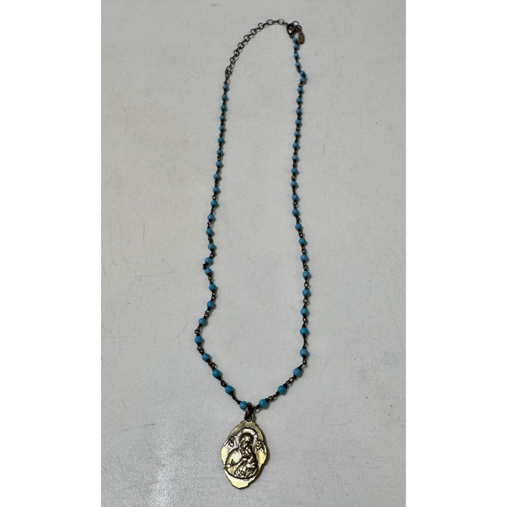 Love Heals Turquoise Stones Rosary Necklace 20” Adjustable